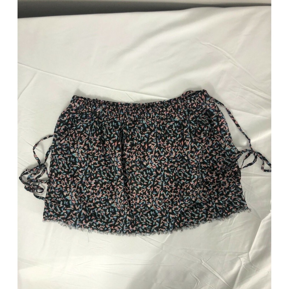 Elan NEW Womens Size Medium Blue Pink Tie Waist Floral Mini Skirt‎ Spring Short